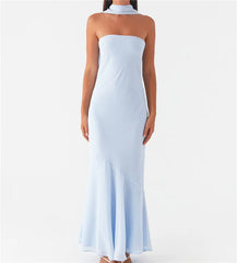 Floral Backless Sleeveless Tube Long Dresses