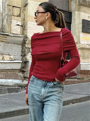 Off-Shoulder Knitwear Pullover Top