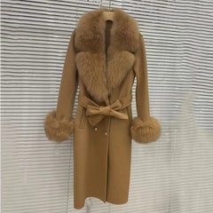 Long Coat with Big Faux Fur Collar