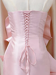 3D Floral Strapless Solid Mid-Calf Dress