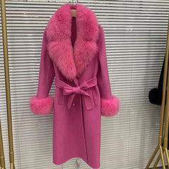 Long Coat with Big Faux Fur Collar