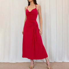 High Waist Off Shoulder Solid Maxi Dress