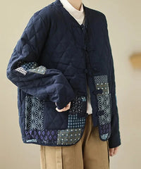 Quilted Print Loose Thick Cotton Coats