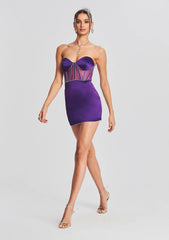 Purple Spaghetti Strap Short Dress Party Gown