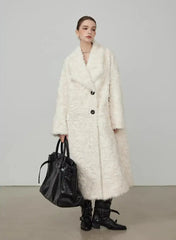 Large Lapel Shaggy Faux Fur Long Jacket