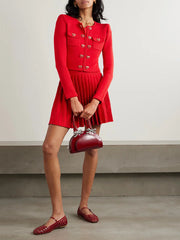 Heart-shaped Button Sweater and Skirts Suit