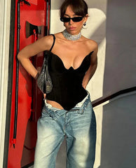 Solid Strapless Low Neck Bodysuit