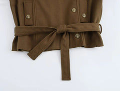 Belted Zipper Full Sleeve Jacket