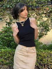 Women Contrast Patchwork Tank Top