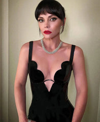 Black Bodycon Deep Cupped Mini Dress