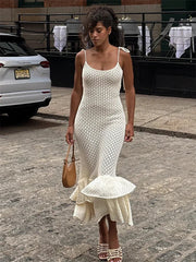 Crochet Maxi Dress with Ruffle Trim