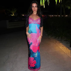 Spaghetti Strap Printed Long Dress