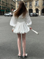 Lantern Long Sleeve Ball Gown Dress