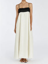 Contrast Color Block Open Back Long Dress