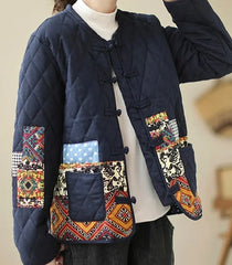 Quilted Print Loose Thick Cotton Coats