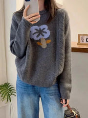 Floral Long Sleeve O Neck Sweater