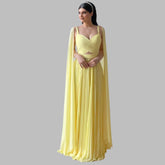 Solid Chiffon Cloak Evening Long Dress