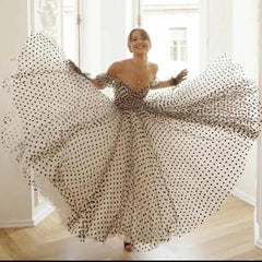 Black Polka Dot Tulle Gown