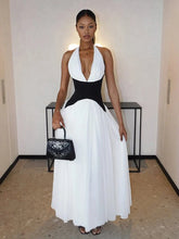 Halter Patchwork Corset Sleeveless Long Dress