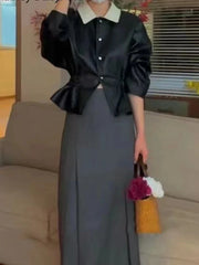 Black Patchwork Leather Jacket