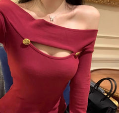Off Shoulder Hollowed Out Top