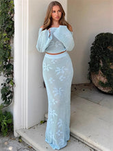 Knit 2-Piece Set Women's Beach Cardigan and Maxi Skirt