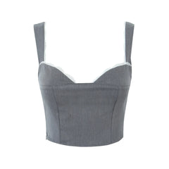 Spliced Lace Top Low Waist Midi Skirt Suits