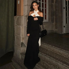 Women's Backless Halter Bandage Evening Dress