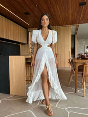 Deep V-Neck Tassel Long Party Dress