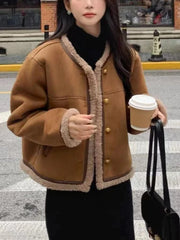 Trendy Faux Lamb Fur Coat