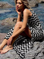 Striped Knit Contrast Women Dress