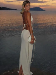 Floral Tassel Open Back Knitwear Long Skirt Sets