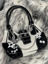 Star Chain Embellished Patchwork Buckle Shoulder Bag