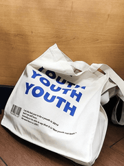 Bolso tote de lona gráfica con letra para jóvenes