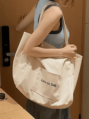 Bolso de mano con bolsillo y estampado de letras