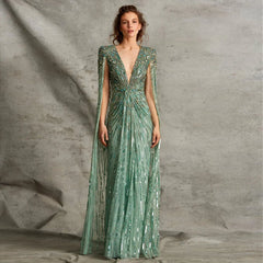 Crystal Evening Gown with Cape