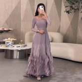 Lilac Ruffles Evening Dresses for Women