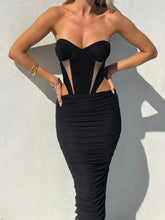 Mesh Splicing Corset Long Dress