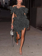 Short Party Dress Backless and Ruffled