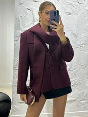 Woolen Blazer Jacket Loose Long Sleeve Coat