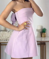 Pink Mini Dress 3D Bow, Backless