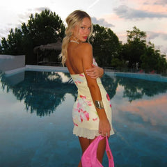 Printed Off-Shoulder Backless Party Dress for Women