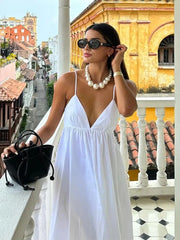 Backless Midi Dress Camisole Chic V-Neck & Easy Fit
