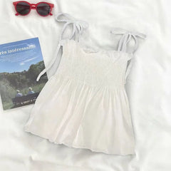 Bow Halter Folds Open Back Camisole Cropped Vest Top