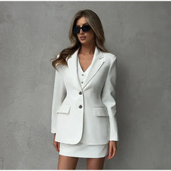 Blazer Coat & Mini Skirt Set Outfit