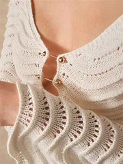 Knit Hollow-Out Loose Patchwork Lace-Up Summer Dress