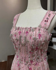 Straps with Gems Sparkling Beaded All Over Ball Dress