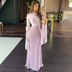 Patchwork Draped Long Sleeve Maxi Dress