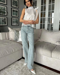 Loose Stand Collar Lace-Up Tops