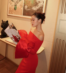 Off-the-shoulder Long Flare Sleeve Maxi Dress